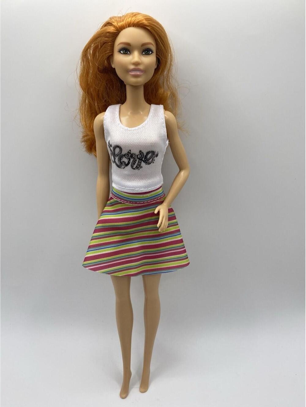 Barbie Fashionistas #122  Red Hair Daya Striped Mod Skirt FXL55 Doll  B9